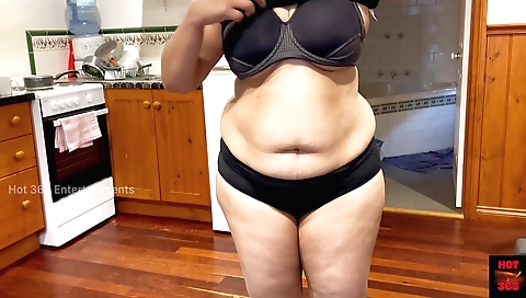 Busty brunette wife in her sexy bra and panty 2019