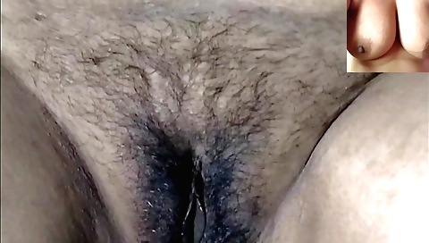 Indian hairy girl gets her pussy filled with her own sperm