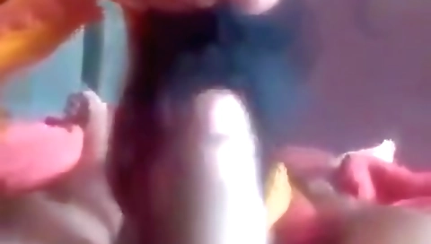 Amateur brunette girl with small tits sucking and riding deepthroat