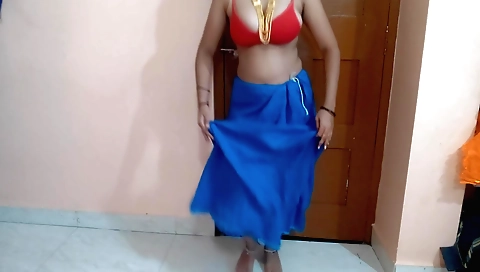 Amateur solo female with large tits dancing on a song choli