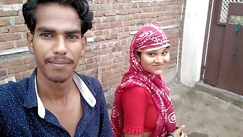 Desi wife is going to the outdoor party with husband