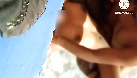 Brunette with a great body playing with her fingers