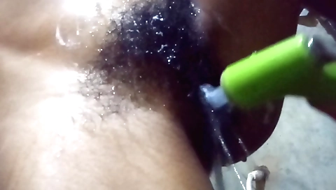 Indian hairy woman enjoys her pussy in house alone