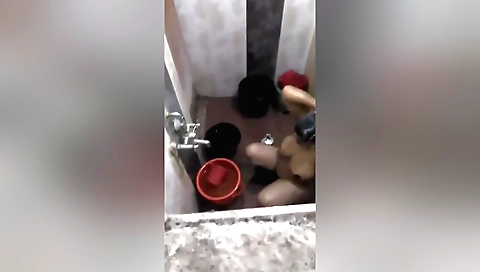 Indian brunette cums after nice shower in the bathroom