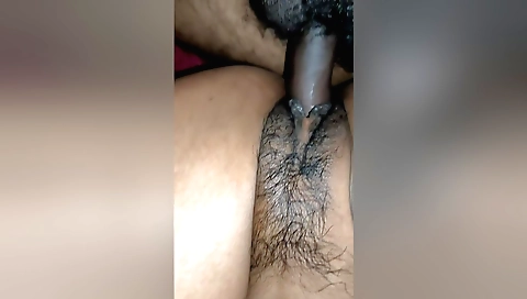 Indian girl with a hairy pussy gets her boyfriend's cock
