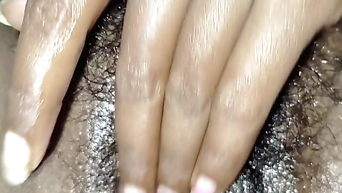 Hairy indian chick with a nice face gets fucked in bed