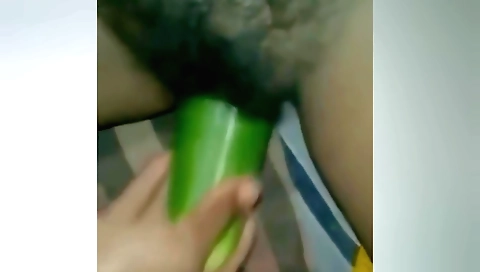 Indian girl plays with her hairy pussy in solo porn video
