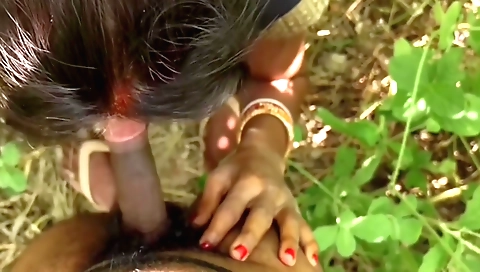 Indian babe is making her husband go wild in the jungle