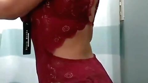 Brunette in the trial room is free to show her body 2