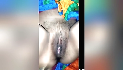 Indian hairy naked girl in white panties doing solo masturbation