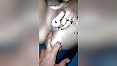 Lankan wife with big natural boobs enjoys sex toys