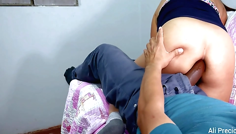 Indian whore in a black dress is fucked in the ass