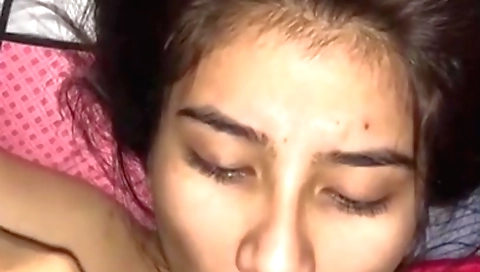 Indian brunette is having a deepthroat sex session
