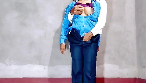 Busty Indian office girl gets a nice blowjob from a cock