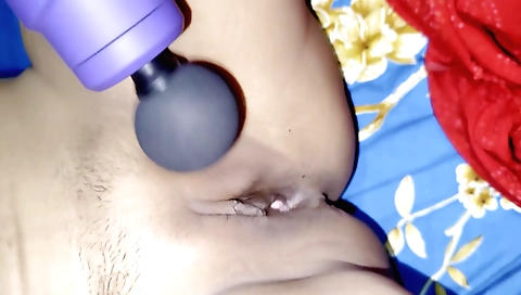 Horny stepsister with a big black dildo in solo sex