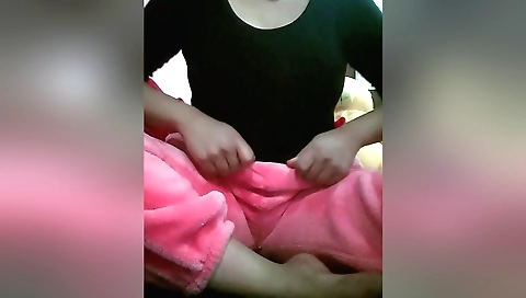 Amateur solo female in a sexy bed doing masturbation