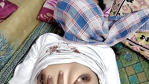 Indian brunette 18+ girl fucks her boyfriend on bed