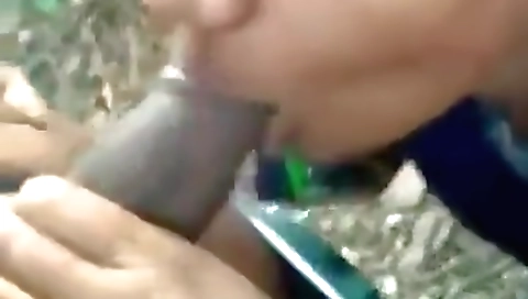 Brunette gets her cunt fucked by her lover outdoors