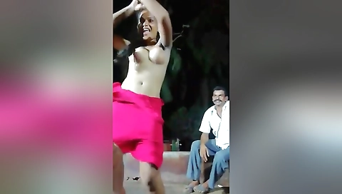 Nude dancing with hands and fingers in public area