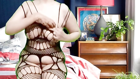Sexy red skirt and black stockings video on web camera