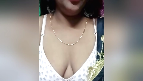 Sexy Indian slut on top naked with big tits on webcam