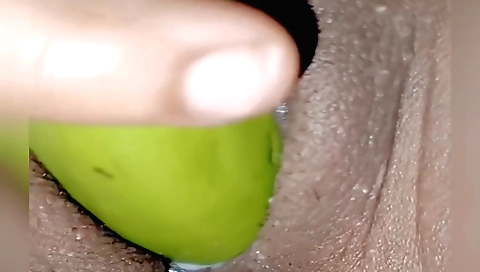 Indian girl with a nice butt plays with a big dildo