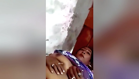 Busty brunette gets hard on her lover from behind in amateur porn