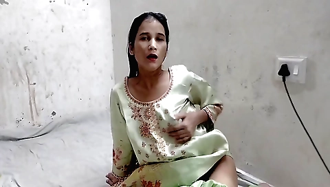 Indian beauty with big natural tits enjoys herself alone
