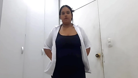 Indian doctor is giving a blowjob to his busty patient